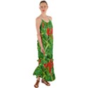 Red Flowers And Green Plants At Outdoor Garden Cami Maxi Ruffle Chiffon Dress View1