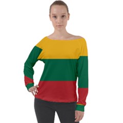 Lithuania Flag Off Shoulder Long Sleeve Velour Top by FlagGallery