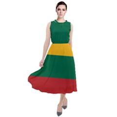 Lithuania Flag Round Neck Boho Dress by FlagGallery