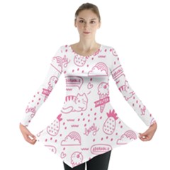 Cute Girly Seamless Pattern Long Sleeve Tunic  by Vaneshart