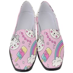 Beautiful Cute Animals Pattern Pink Women s Classic Loafer Heels by Vaneshart