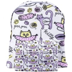 Hand Drawn Cute Cat Pattern Giant Full Print Backpack by Vaneshart