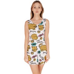 Hand Drawn Kitten Pattern With Elements Bodycon Dress by Vaneshart