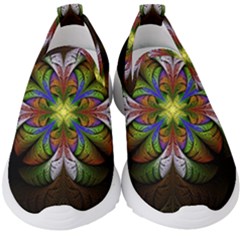 Fractal Flower Fantasy Pattern Kids  Slip On Sneakers by Wegoenart