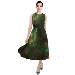 Space Cosmos Galaxy Universe Sky Round Neck Boho Dress by Wegoenart