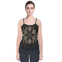 Fractal Flower Fantasy Floral Velvet Spaghetti Strap Top by Wegoenart