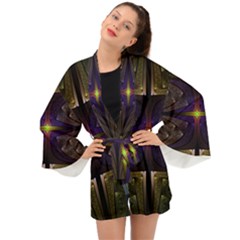 Fractal Fantasy Design Texture Long Sleeve Kimono by Wegoenart