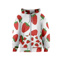 Seamless Pattern Fresh Strawberry Kids  Zipper Hoodie by Wegoenart