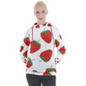 Seamless Pattern Fresh Strawberry Women s Hooded Pullover View1