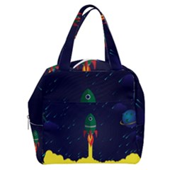 Rocket Halftone Astrology Astronaut Boxy Hand Bag by Wegoenart