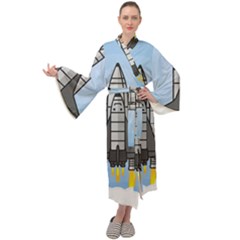 Rocket Shuttle Spaceship Science Maxi Velour Kimono by Wegoenart