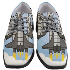 Rocket Shuttle Spaceship Science Women Heeled Oxford Shoes by Wegoenart