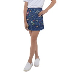 Cat Cosmos Cosmonaut Rocket Kids  Tennis Skirt by Wegoenart