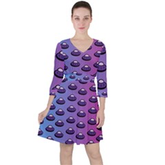 Ufo Alien Pattern Ruffle Dress by Wegoenart