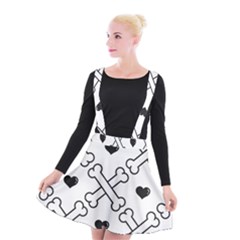 Dog Bone Seamless Pattern Heart Valentine Suspender Skater Skirt by Nexatart