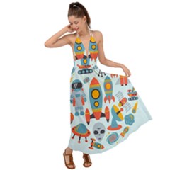 Space Elements Flat Backless Maxi Beach Dress by Nexatart