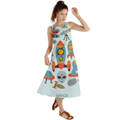 Space Elements Flat Summer Maxi Dress by Nexatart