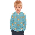 Cute Corgi Dog Face Pattern Kids  Overhead Hoodie View1