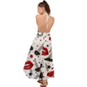 Red Lips Black Heels Pattern Backless Maxi Beach Dress View2