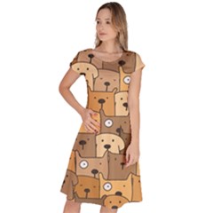 Cute Dog Seamless Pattern Background Classic Short Sleeve Dress by Nexatart