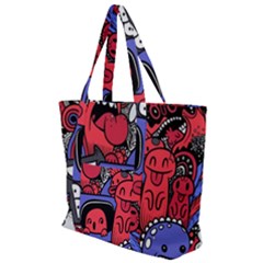 Abstract Grunge Urban Pattern With Monster Character Super Drawing Graffiti Style Vector Illustratio Zip Up Canvas Bag by Nexatart