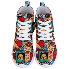 Abstract Grunge Urban Pattern With Monster Character Super Drawing Graffiti Style Women s Lightweight High Top Sneakers by Nexatart