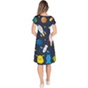 Big Set Cute Astronauts Space Planets Stars Aliens Rockets Ufo Constellations Satellite Moon Rover V Classic Short Sleeve Dress View4