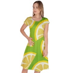 Lemon Fruit Healthy Fruits Food Classic Short Sleeve Dress by Nexatart