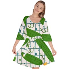 Seamless Pattern With Cucumber Velour Kimono Dress by Nexatart