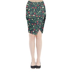 Flowering Branches Seamless Pattern Midi Wrap Pencil Skirt by Nexatart