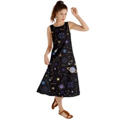 Starry Night  Space Constellations  Stars  Galaxy  Universe Graphic  Illustration Summer Maxi Dress by Nexatart