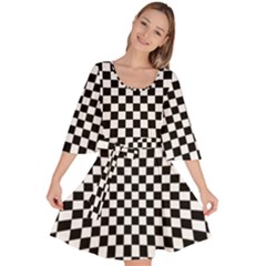 Illusion Checkerboard Black And White Pattern Velour Kimono Dress by Nexatart