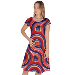 Pattern Curve Design Classic Short Sleeve Dress by Nexatart