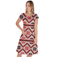 Folklore Ethnic Pattern Background Classic Short Sleeve Dress by Nexatart