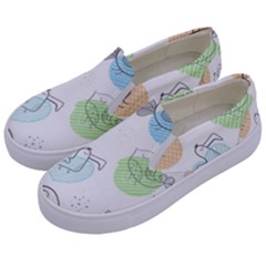 Cartoon Bird Cute Doodle Bird Kids  Canvas Slip Ons by Vaneshart