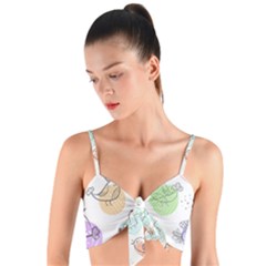 Cartoon Bird Cute Doodle Bird Woven Tie Front Bralet by Vaneshart