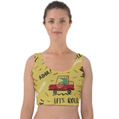 Childish Seamless Pattern With Dino Driver Velvet Crop Top by Vaneshart