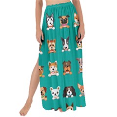 Different Type Vector Cartoon Dog Faces Maxi Chiffon Tie-up Sarong by Vaneshart