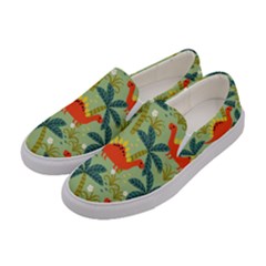 Cute Colorful Dinosaur Seamless Pattern Women s Canvas Slip Ons by Vaneshart