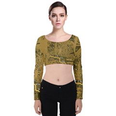 Pcb Printed Circuit Board Velvet Long Sleeve Crop Top by Vaneshart