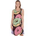 Colorful Donut Seamless Pattern On Black Vector Knee Length Skater Dress With Pockets View1
