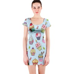 Cupcake Doodle Pattern Short Sleeve Bodycon Dress by Sobalvarro