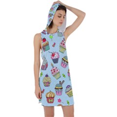 Cupcake Doodle Pattern Racer Back Hoodie Dress by Sobalvarro