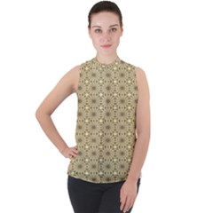 Digital Flowers Mock Neck Chiffon Sleeveless Top by Sparkle