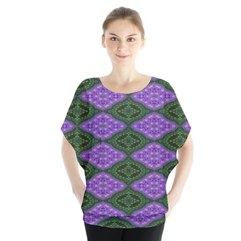 Digital Grapes Batwing Chiffon Blouse by Sparkle