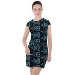 Digital Triangles Drawstring Hooded Dress by Sparkle