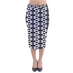 Black And White Triangles Velvet Midi Pencil Skirt by Sparkle