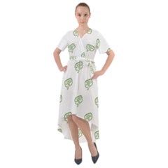 Happy St Patricks Day Symbol Motif Pattern Front Wrap High Low Dress by dflcprintsclothing