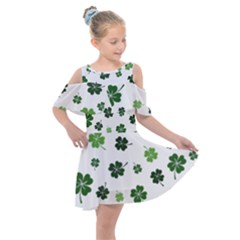 St Patricks Day Pattern Kids  Shoulder Cutout Chiffon Dress by Valentinaart