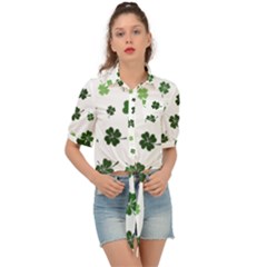 St Patricks Day Pattern Tie Front Shirt  by Valentinaart